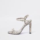 River Island Womens White Snake Print Barely There Sandals