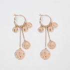 River Island Womens Gold Tone Coin Cluster Hoop Drop Earrings