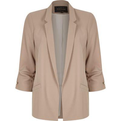 River Island Womens Nude Ruched Sleeve Bar Cuff Jacket