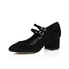 River Island Womens Velvet Block Heel Mary Jane Shoes