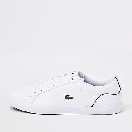 River Island Mens Lacoste White Leather Lace-up Trainers