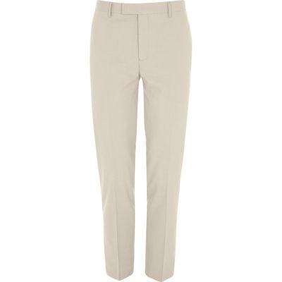 River Island Menscream Slim Fit Suit Trousers