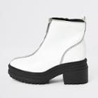 River Island Womens White Chunky Zip Front Ankle Boots