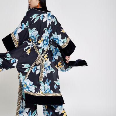 River Island Womens Floral Print Satin Kimono