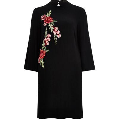 River Island Womens Embroidered Turtleneck Column Dress
