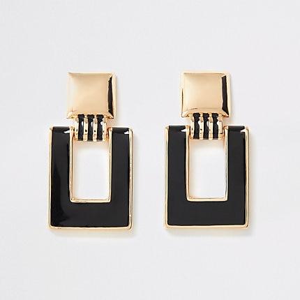 River Island Womens Gold Colour Rectangle Drop Earrings