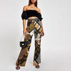 River Island Womens Print Slim Wide Leg Trousers