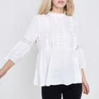 River Island Womens Petite Lace Frill Bell Sleeve Blouse