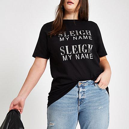 River Island Womens Plus 'sleigh My Name' Sequin T-shirt