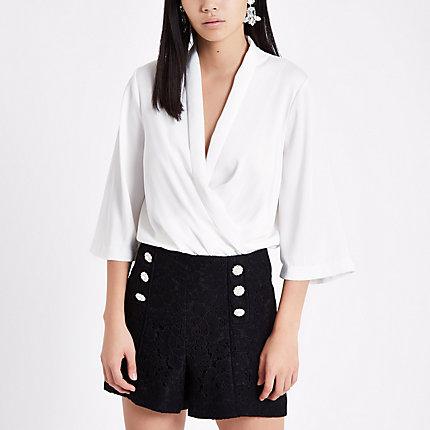 River Island Womens Lace Diamante Button Shorts