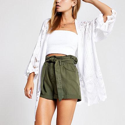 River Island Womens White Crochet Knit Cardigan