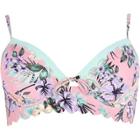 River Island Womens Plus Palm Print Frill Bikini Top