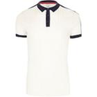 River Island Mens White Rib Knit Muscle Fit Block Polo Shirt