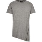 River Island Mensgrey Asymmetric Zip Hem T-shirt