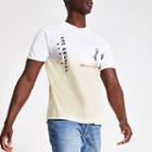 River Island Mens White Dip Dye Slim Fit T-shirt