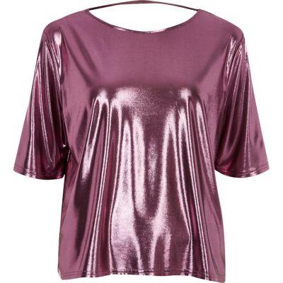 River Island Womens Metallic Boxy Strap Back T-shirt