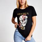 River Island Womens 'graciuex' Floral Skull Print T-shirt