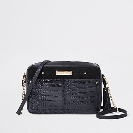 River Island Womens Croc Embossed Boxy Cross Body Bag