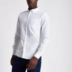 River Island Mens White Long Sleeve Casual Oxford Shirt
