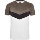 River Island Mens Faux Suede Muscle Fit Chevron T-shirt