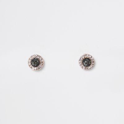 River Island Womens Gold Tone Smoky Jewel Stud Earrings