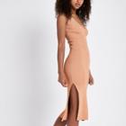 River Island Womens Metallic Ribbed Knit Midi Vest Dress