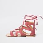 River Island Womens Suede Caged Tie Up Sandal