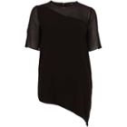 River Island Womens Asymmetric Hem Sheer Sleeve T-shirt