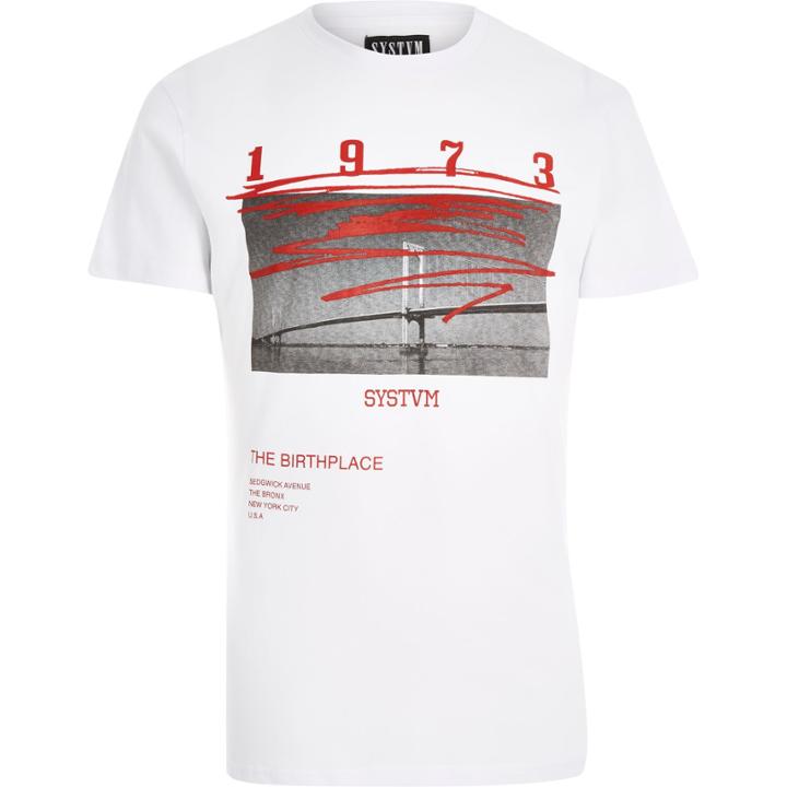 River Island Menswhite Systvm 1973 T-shirt