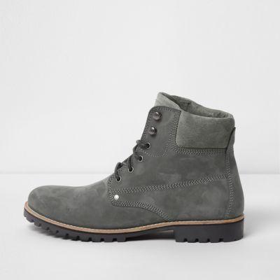 River Island Mens Suede Lace-up Worker Boots