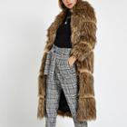 River Island Womens Fur Tipped Longline Coat