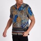 River Island Mens Check Baroque Print Revere Shirt