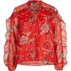 River Island Womens Floral Print Frill Blouse