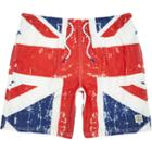 River Island Mensblue Union Jack Print Mid Length Swim Trunks