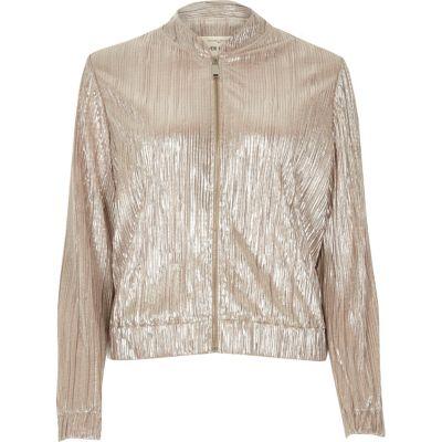 River Island Womens Gold Crinkle Bomber Jacket
