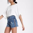 River Island Womens Annie Side Stripe Denim Shorts