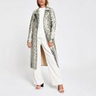 River Island Womens Snake Print Belted Waist Trench Coat