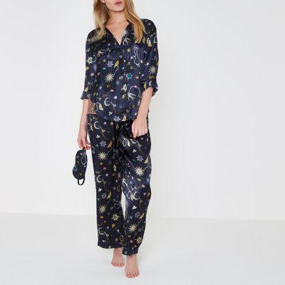 River Island Womens Satin Jewel Print Pajamas Gift Box