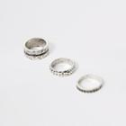 River Island Mens Silver Colour Textured Ring 3 Pack