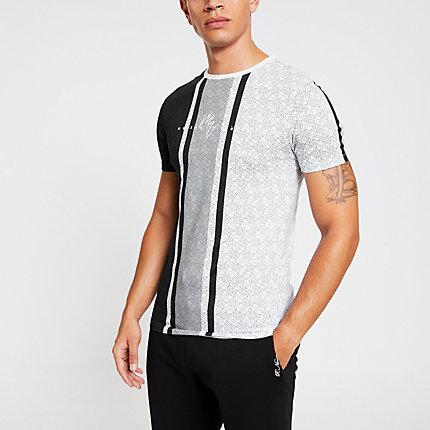 River Island Mens White Maison Riviera Ri Mono Slim Fit T-shirt