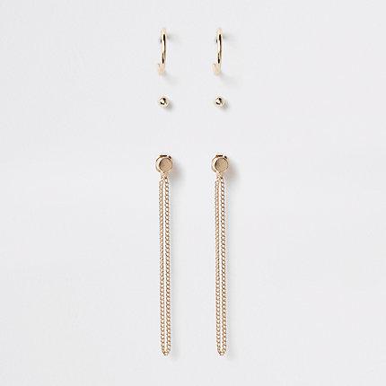 River Island Womens Gold Tone Mixed Earring Multipack
