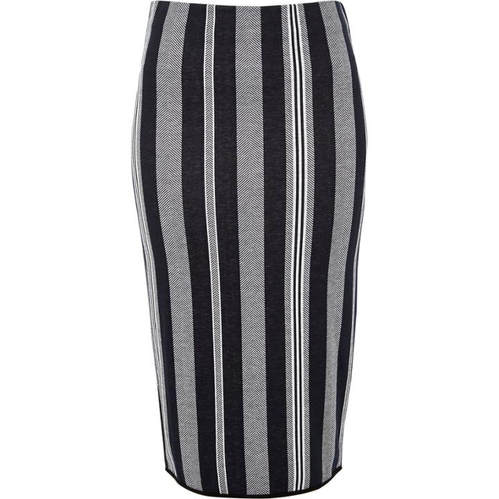 River Island Womens Stripe Longer Pencil Skirt