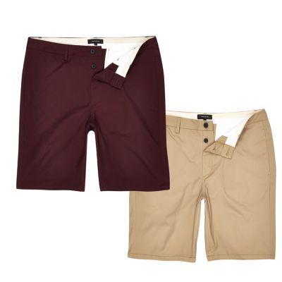 River Island Mens And Burgundy Chino Shorts Pack