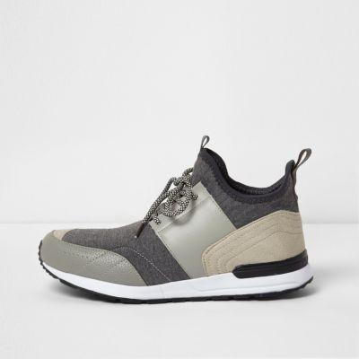 River Island Mens Mid Top Runner Sock Trainers