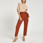 River Island Womens Rust Belted Utility Peg Trousers