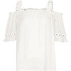 River Island Womens Crochet Strap Cold Shoulder Top