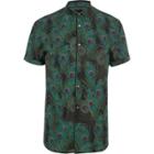 River Island Mens Peacock Short Sleeve Slim Fit Shirt