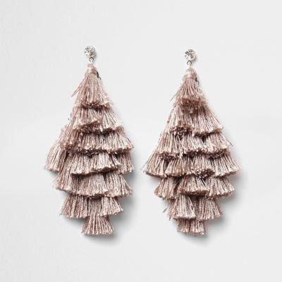 River Island Womens Nude Tassel Drop Earrings