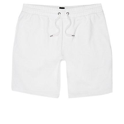 River Island Mens White Tape Slim Fit Jersey Shorts