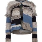 River Island Womens And Blue Mixed Knit Fringe Cardigan
